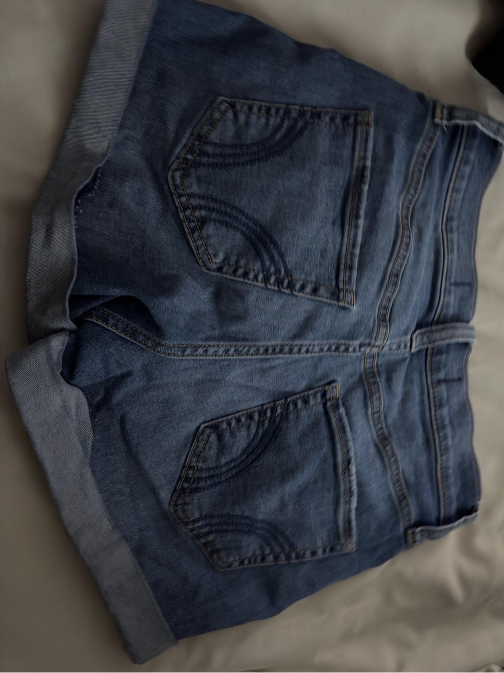 Hollister Medium Blue Rolled-Hem Denim Shorts